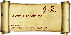 Girst Richárd névjegykártya